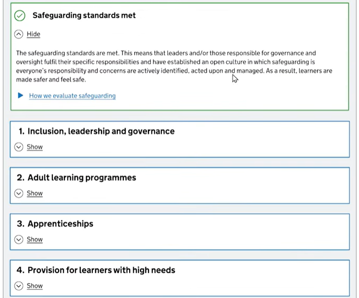 ofsted report cards - example 2